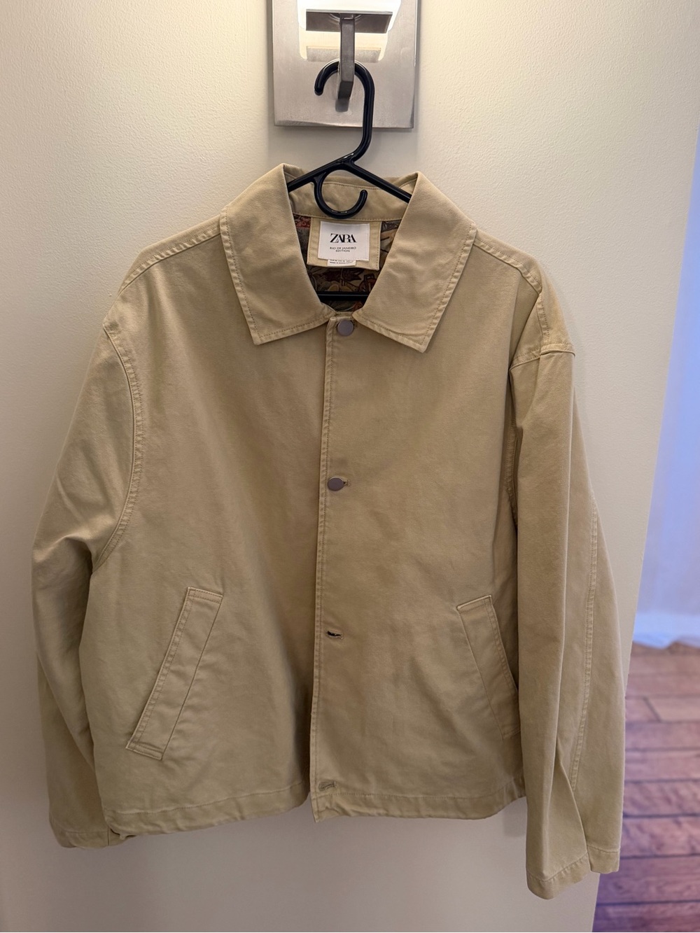 ZARA Men's Light Khaki Cotton Shirt Jacket